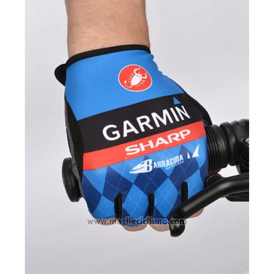 2014 Garmin Guanti Corti Ciclismo Blu